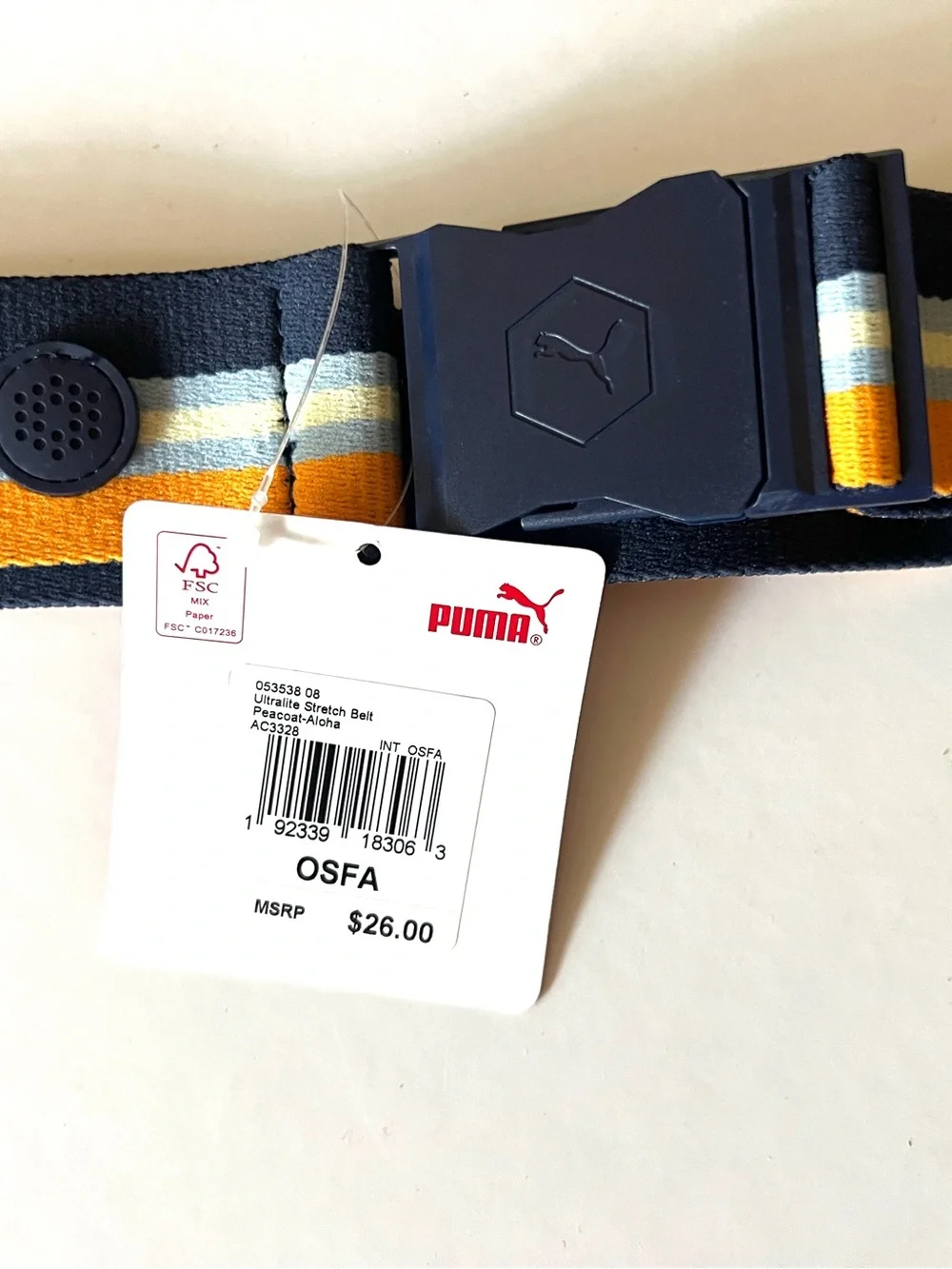 Puma Ultralight Men’s Golf Stretch Belt Peacock Aloha One Size New w/tag